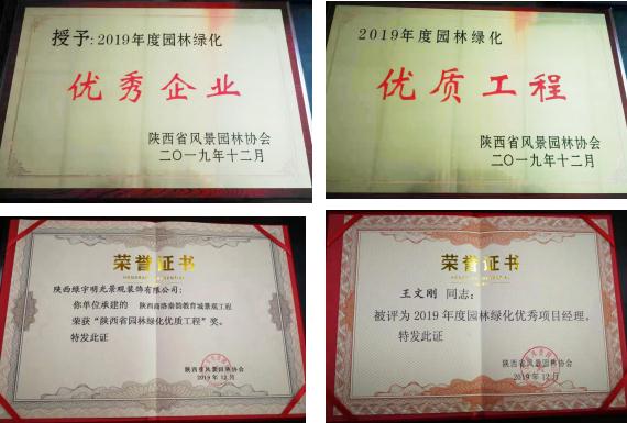 喜訊！綠宇公司榮獲省級“2019年度園林綠化優(yōu)秀企業(yè)”等三項(xiàng)榮譽(yù)